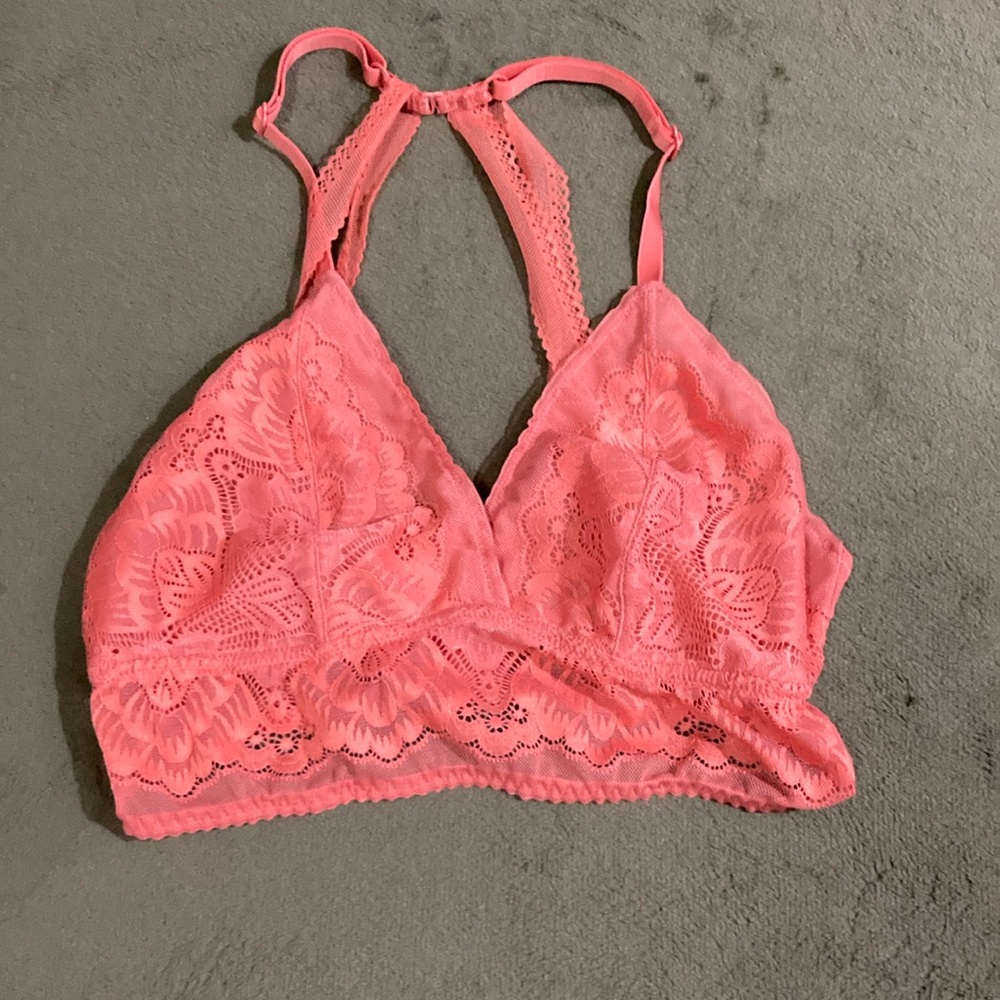 Lace Bralette in Coral Pink